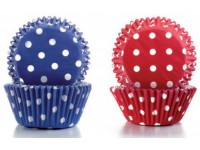 Cápsula de reposteria lunares rojos y morados